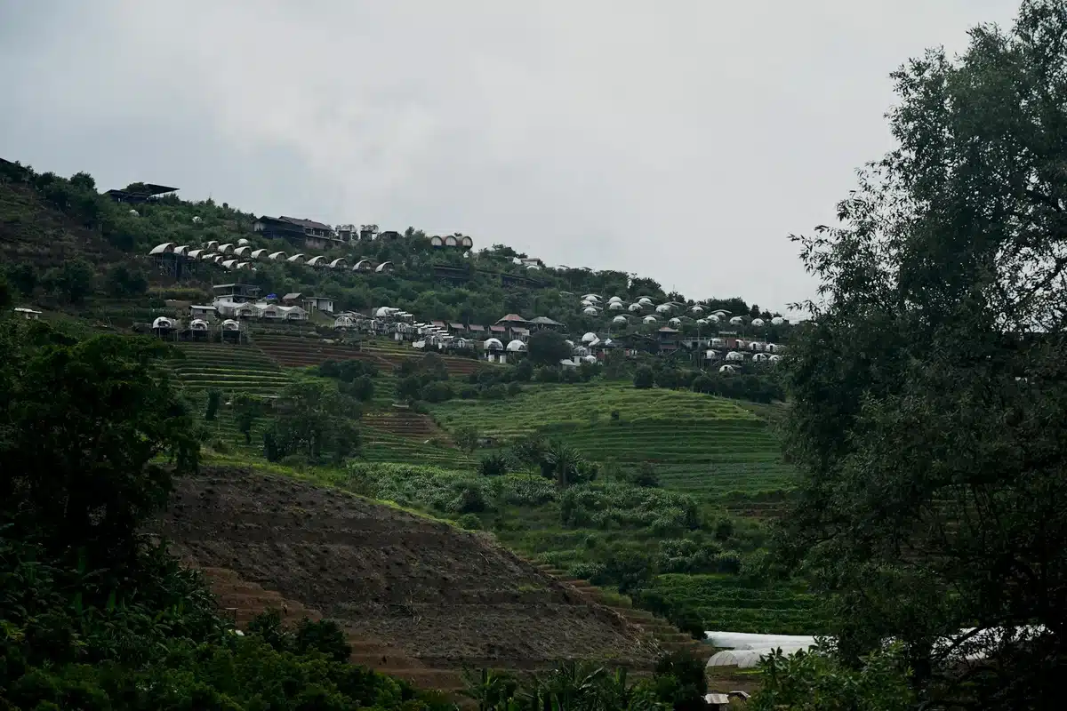 Terraced hillside village and farmland in Mae Rim, Chiang Mai