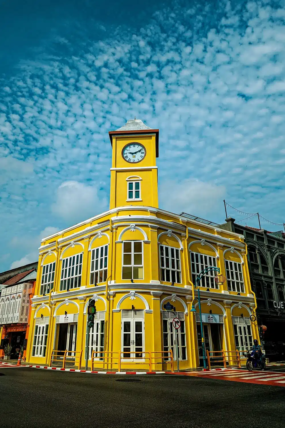 Historic yellow clocktower building in Phuket Old Town